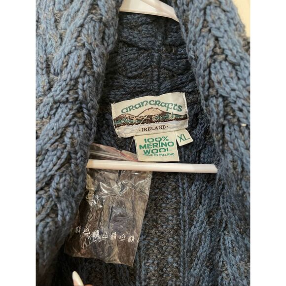 Aran Crafts Open Front Cardigan Size XL NWOT Blue and Black - Picture 3 of 7